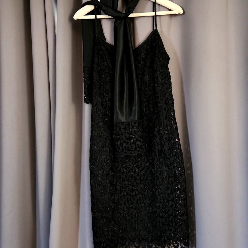 ONYX Nite Black Cocktail Dress w/Scarf